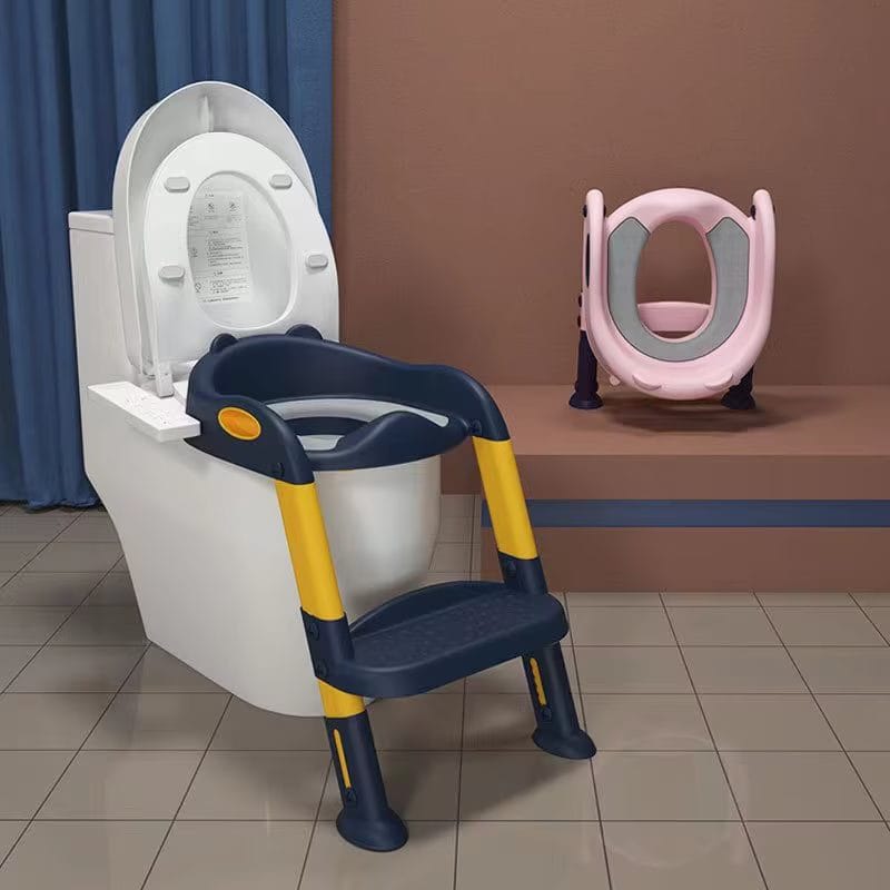 Reductor WC pentru Copii cu Scarita Pliabila Ajustabila, Suport Ergonomic, Material Antiderapant si Design Educativ, Ideal pentru Tranzitia de la Olita la Toaleta, 50x42x32 Cm - LUDIRO