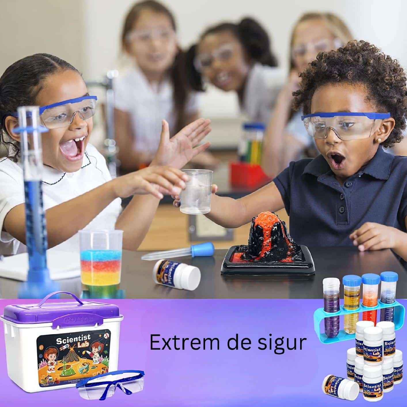 Set de Joaca Educativ Laborator de Stiinta, Instructiuni in Limba Romana, STEM, 80 de Experimente, + 6 Ani - LUDIRO