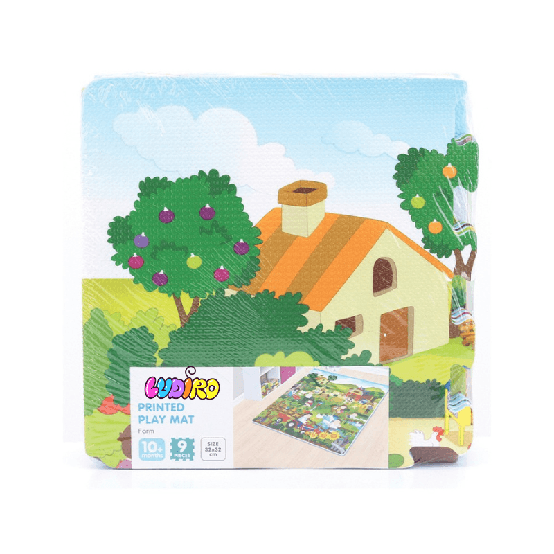 Covor Puzzle din Spuma EVA pentru Copii Ludiro, Set 9 Piese Educationale cu Viata la Ferma - LUDIRO