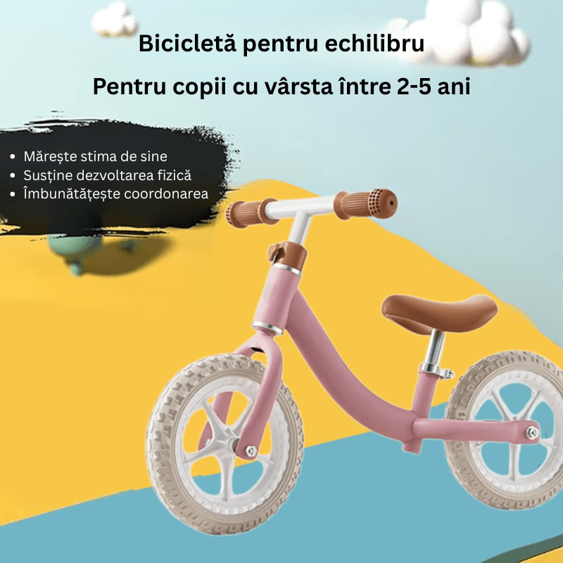 Resigilat - Bicicleta de Echilibru fara Pedale LUDIRO pentru Copii intre 2-5 Ani, Cu Sa si Ghidon Reglabile pe Inaltime, Roti din Polimer EVA Antisoc, Cadru Metalic, Roz - LUDIRO