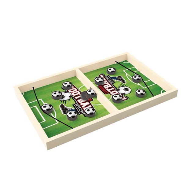 Set Tabla Joc de Fotbal de Lemn cu Elastic, 10 Piese, 2 Jucatori, Joc de Dexteritate, 36x23x3 Cm, + 3 Ani - LUDIRO