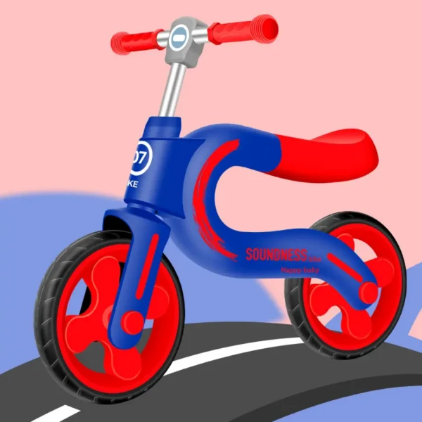 Resigilat - Bicicleta de Echilibru pentru Copii LUDIRO, 2-5 Ani, Cadru Usor, Roti din Cauciuc, Maner Antialunecare, Sa Ergonomica, 70x53 Cm, Albastru Rosu - LUDIRO