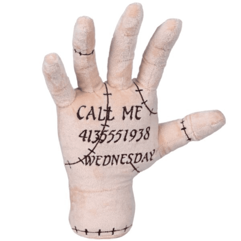 Păpușă de pluș Thing „Call Me” 25 Cm, Varianta Specială Wednesday, Design Exclusiv și Textură Moale, Mâna Iconică din Addams Family, Pluș Original - LUDIRO