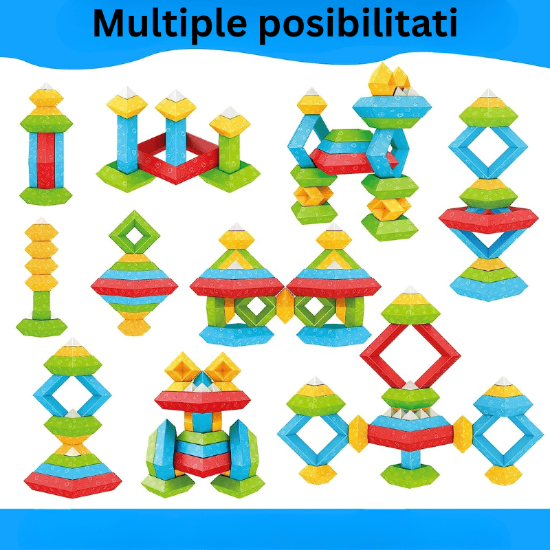 Set 30 Piese Colorate de Stivuit pentru Copii 1-5, Jucarie Educationala STEM - LUDIRO