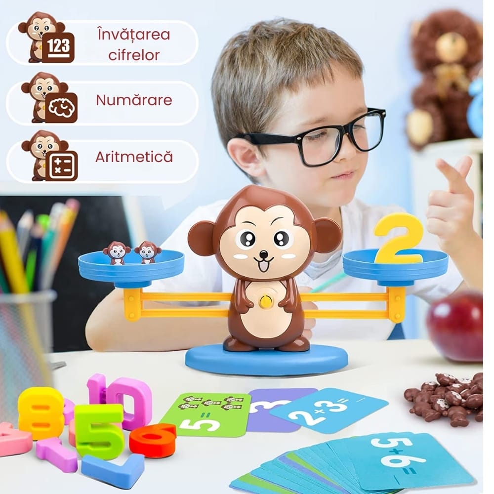 Jucarie Educativa Matematica, Balanta Maimuta, Invatare prin Joc, + 3 Ani - LUDIRO
