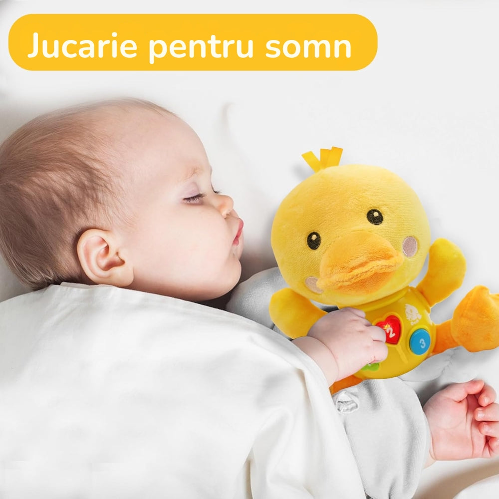 Rățușcă de Pluș Muzicală cu Sunete și Lumini – 0-36 luni