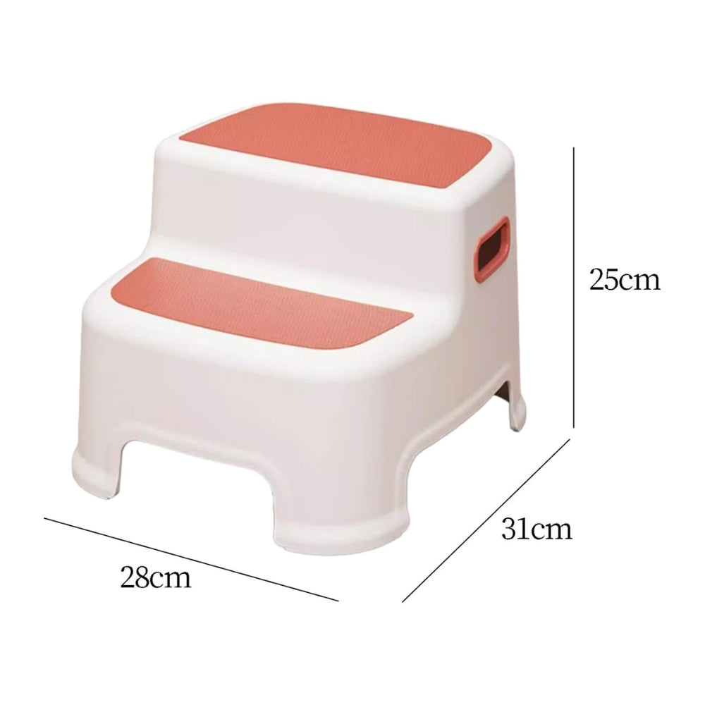 Scarita pentru Copii cu 2 Trepte, Roz, Design Antialunecare, Stabilitate Maxima, Usor de Utilizat, Ideala pentru Baie, Bucatarie, Toaleta, Spalat pe Dinti, Acces Mobilier, Perfecta pentru Dezvoltarea Autonomiei Copilului, + 3 Ani - LUDIRO