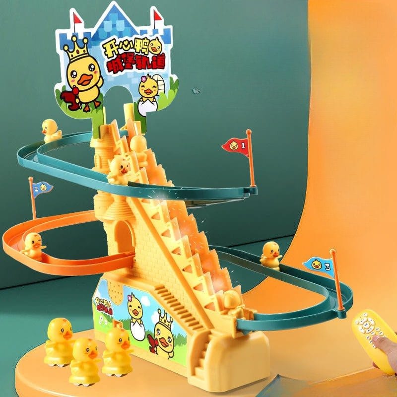 Tobogan pentru Ratuste, Lumini si Sunete Interactive, 3 Ratuste, 42x21x31 Cm, Cu Telecomanda, Galben, + 3 Ani - LUDIRO