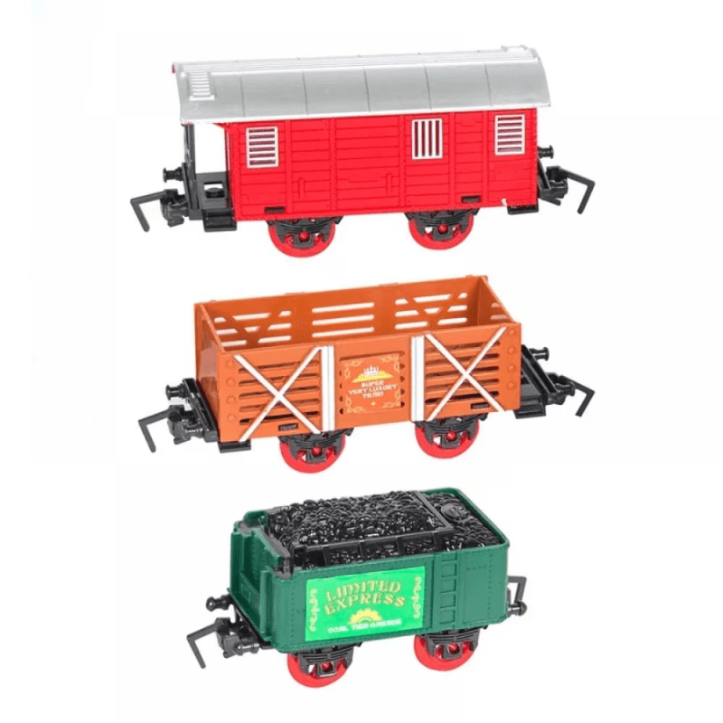 LUDIRO – Conținut: locomotivă, trei vagoane, șase șine curbe și două drepte