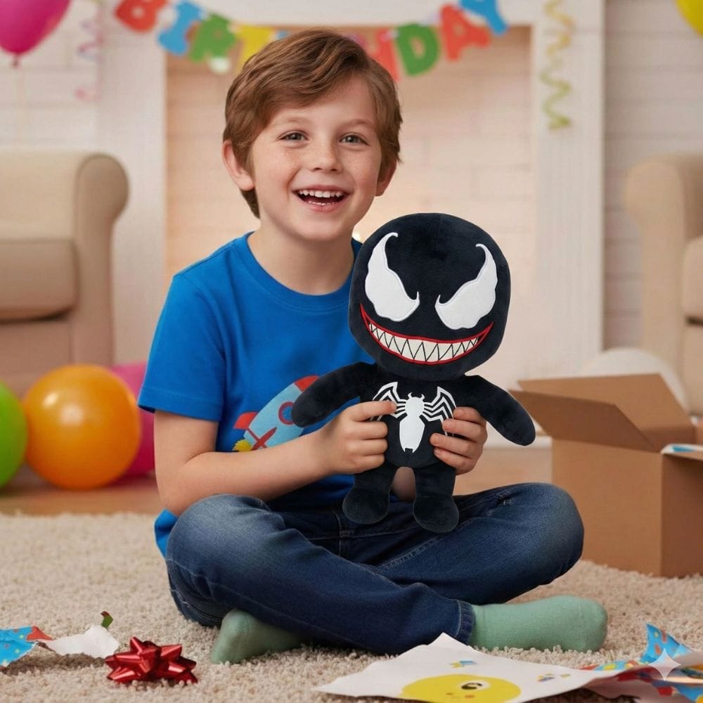 Plus Marvel Venom 33 cm, negru, figurina moale Marvel pentru joaca si colectie - Marvel