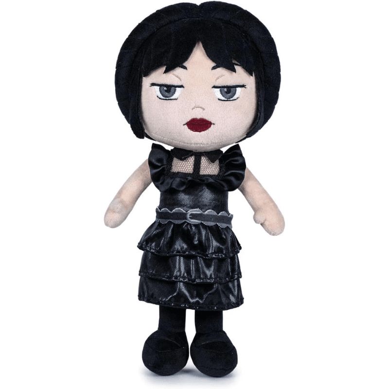 Păpușă de Plus Wednesday Addams 25 Cm – Jucărie Moale, Originală Giochi Preziosi, Cadoul Perfect pentru Copii - LUDIRO