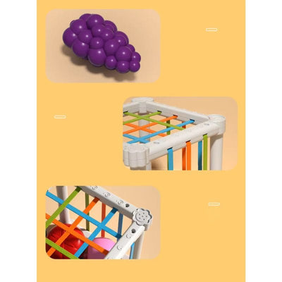 Jucarie Educativa pentru Bebelusi, Cub Elastic cu Fructe, 6 Forme din Plastic Multicolor, Dezvoltare Abilitati Motorii si Cognitive pentru Copii Mici, 11.5x11.5x11.5 Cm, + 1 An - LUDIRO