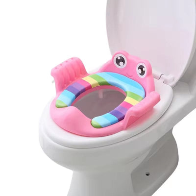 Capac de Toaleta pentru Copii, Broscuta Roz, Cu Manere Laterale si Design Colorat, Ideal pentru Antrenamentul la Olita si Invatarea Igienei Personale, 38x35x8 Cm, + 1 An - LUDIRO
