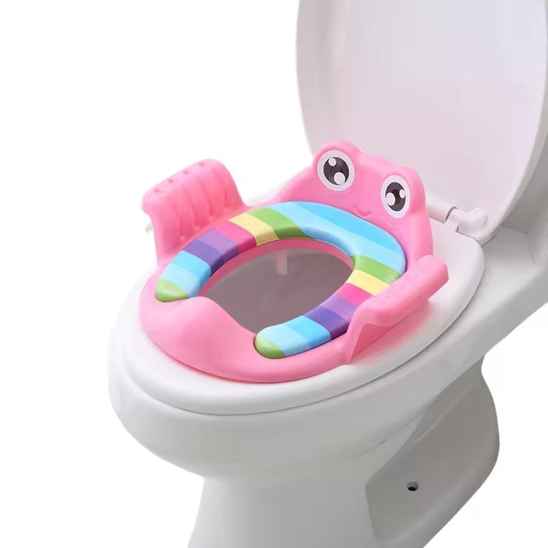 Capac de Toaleta pentru Copii, Broscuta Roz, Cu Manere Laterale si Design Colorat, Ideal pentru Antrenamentul la Olita si Invatarea Igienei Personale, 38x35x8 Cm, + 1 An - LUDIRO
