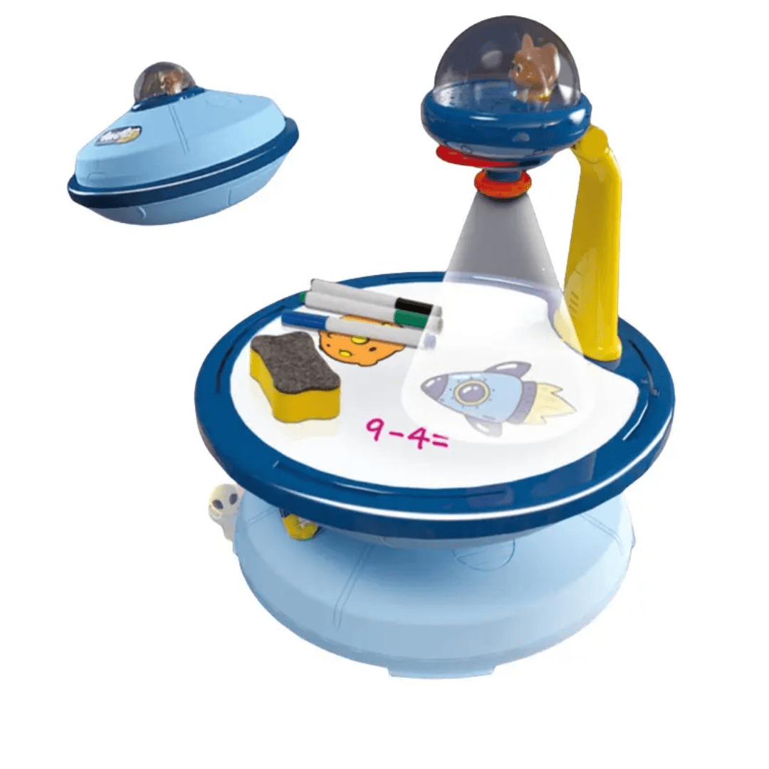 Resigilat - Set Masuta Educativa cu Proiector LUDIRO 4-in-1 pentru Copii, Desen cu Lumina, Formare Creativa, Tabla Lavabila si Lampa de Veghe, Joc interactiv Fara Ecrane, + 3 Ani - LUDIRO
