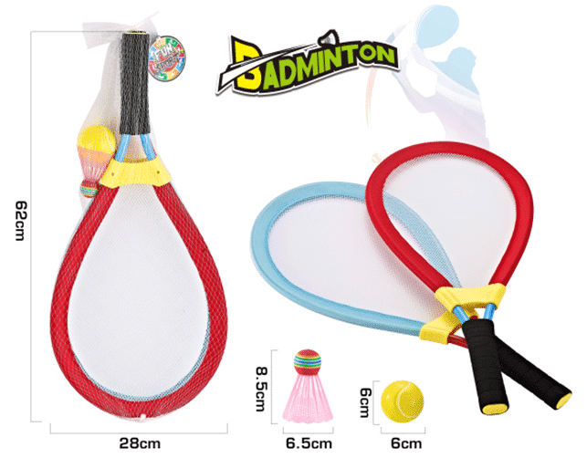 Set 2 Rachete XL, Fluturas si Minge, Culori DIferite, 62x28 Cm, + 3 Ani - LUDIRO