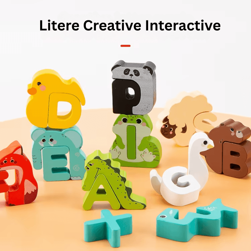 Set Alfabet Creativ din Lemn Ludiro, Litere cu Animale Montessori, Educatie prin Joaca, + 3 Ani - LUDIRO