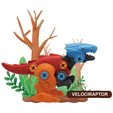 Jucarie Interactiva STEM DIY, Dinozaur de Construit, Velociraptor, Surubelnita Inclusa, Culori Aleatorii, 17x12x5.5 Cm, + 3 Ani - LUDIRO