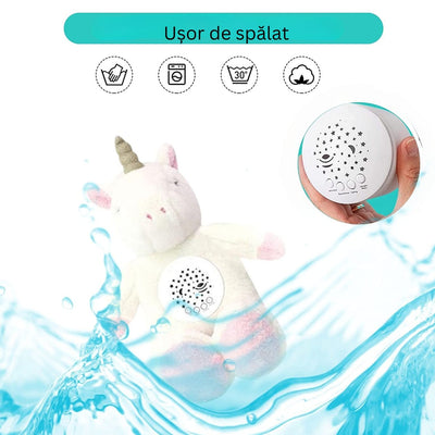 Jucarie de Plus, Unicorn, Efecte de Proiectie, Lumini si Sunete pentru Bebelusi, Diferite Functii, 31 Cm, + 0 Luni - LUDIRO