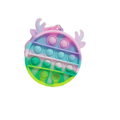 Jucarie Portofel Pop It - Ren, Diametru 9 cm, Multicolora - LUDIRO