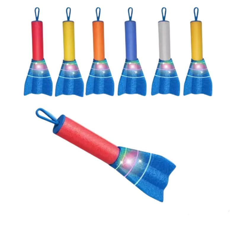 Set 6 Rachete de Spuma Colorate pentru Copii, Lansator de Deget, Jucarii Educative si Distractive in Aer Liber, Dezvoltare Motorie si Activitati in Familie, 22 Cm, + 6 Ani - LUDIRO