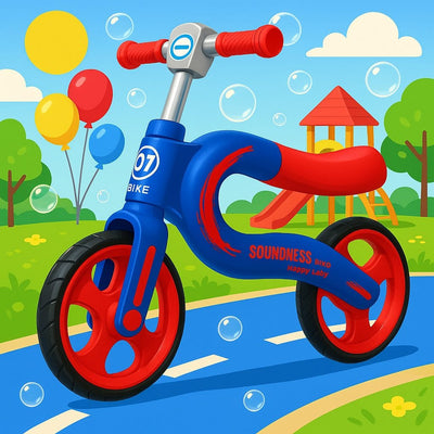 Bicicleta de Echilibru pentru Copii LUDIRO, 2-5 Ani, Cadru Usor, Roti din Cauciuc, Maner Antialunecare, Sa Ergonomica, 70x53 Cm, Albastru Rosu - LUDIRO