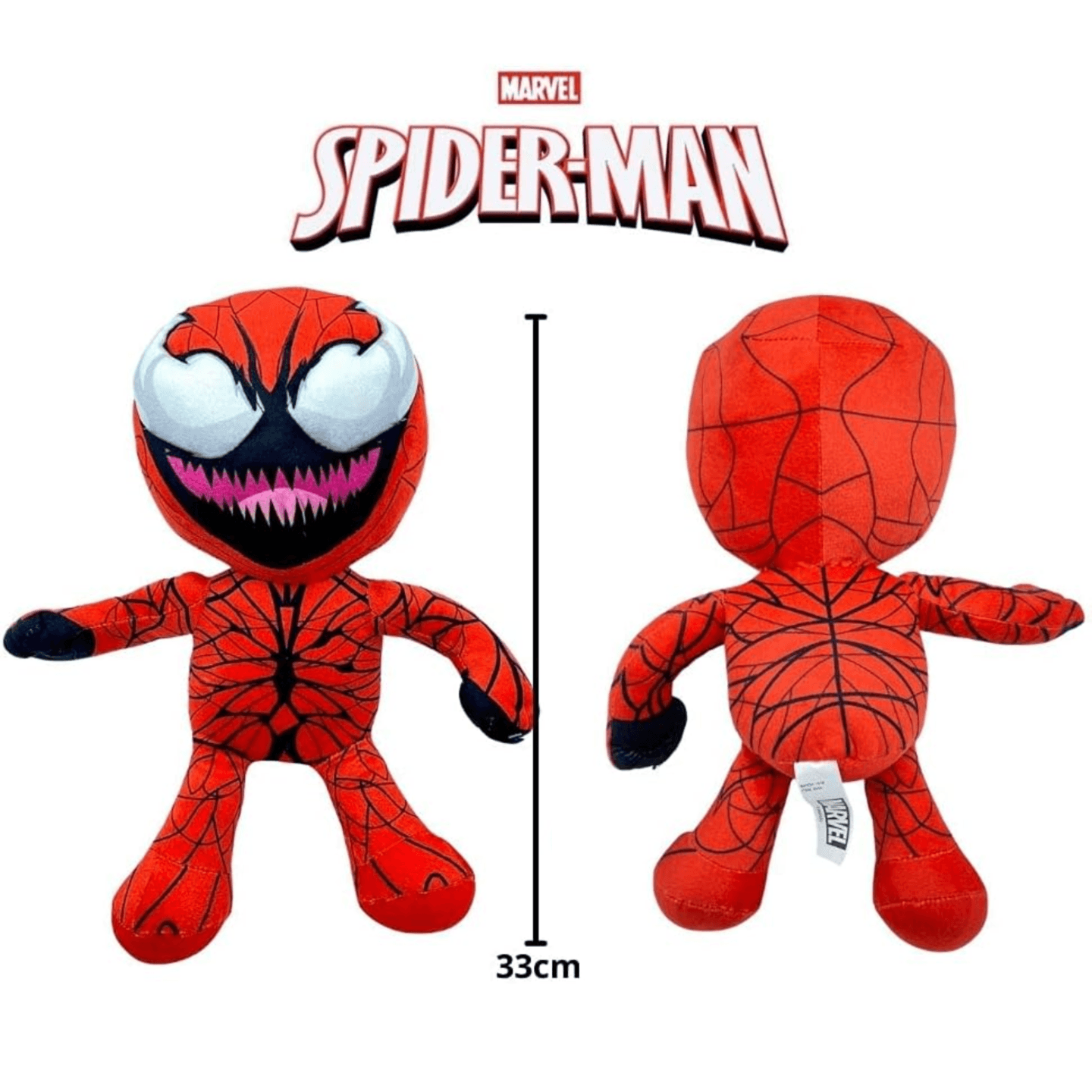 Plus Marvel Carnage 33 cm, Rosu Negru, figurina moale Marvel pentru joaca si colectie - LUDIRO