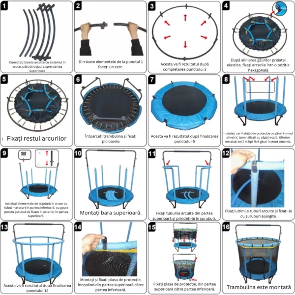 Resigilat - Trambulinǎ pentru Copii 6-in-1 cu Plasǎ de Protecție, Arcuri de Otel, Diametru 140 cm, 1-6 ani - LUDIRO