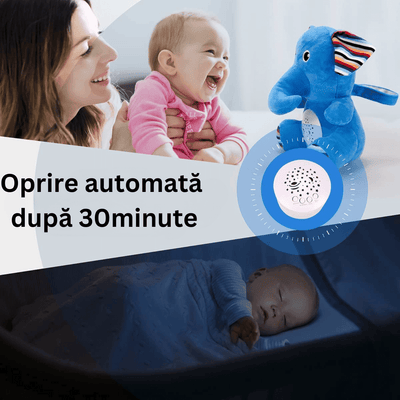 Jucarie de Plus, Elefant, Efecte de Proiectie, Lumini si Sunete pentru Bebelusi, Diferite Functii, 29 Cm, + 0 Luni - LUDIRO