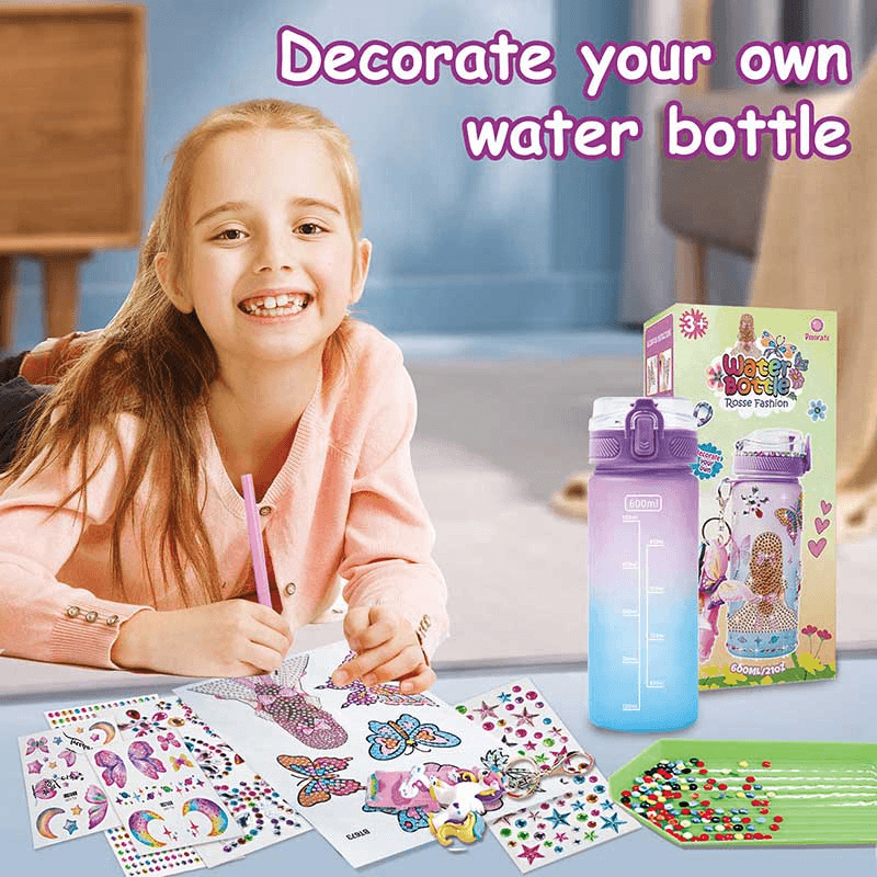 Sticla Apa Copii Ludiro 600 Ml de Decorat cu Diamante si Stickere, Creativitate Zilnica - LUDIRO