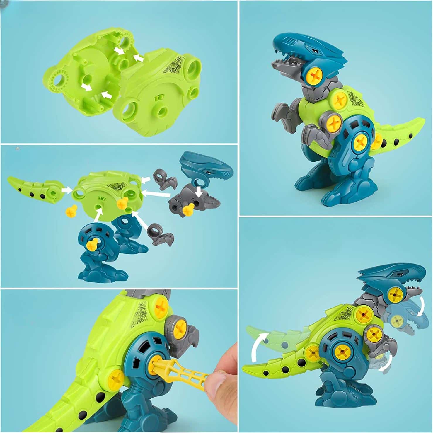 Jucarie Interactiva STEM DIY, Dinozaur de Construit, Velociraptor, Surubelnita Inclusa, Culori Aleatorii, 17x12x5.5 Cm, + 3 Ani - LUDIRO