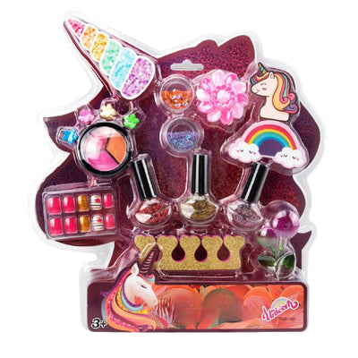 Trusa de Machiaj si Unghii pentru Copii in Forma de Unicorn, Fard, Oja, Unghii, Pila, Clame, Alte Accesorii, 30x28x5 Cm, +3 ani - LUDIRO