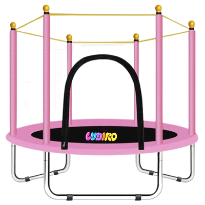 Resigilat - Trambulina pentru Copii 3-7 Ani LUDIRO, Plasa de Siguranta, Diametru 140 Cm, Inaltime 125 Cm, Joaca Distractiva pentru Interior si Exterior, Roz - LUDIRO