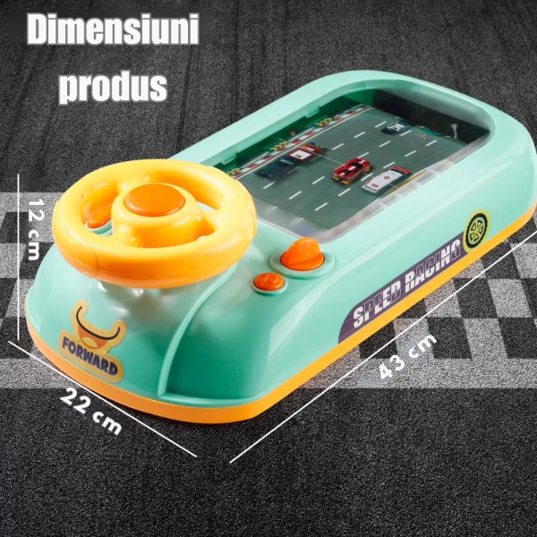 Simulator de Condus cu Volan pentru Copii – Cursă Auto cu Obstacole, Sunete și Muzică, 3+ ani - LUDIRO