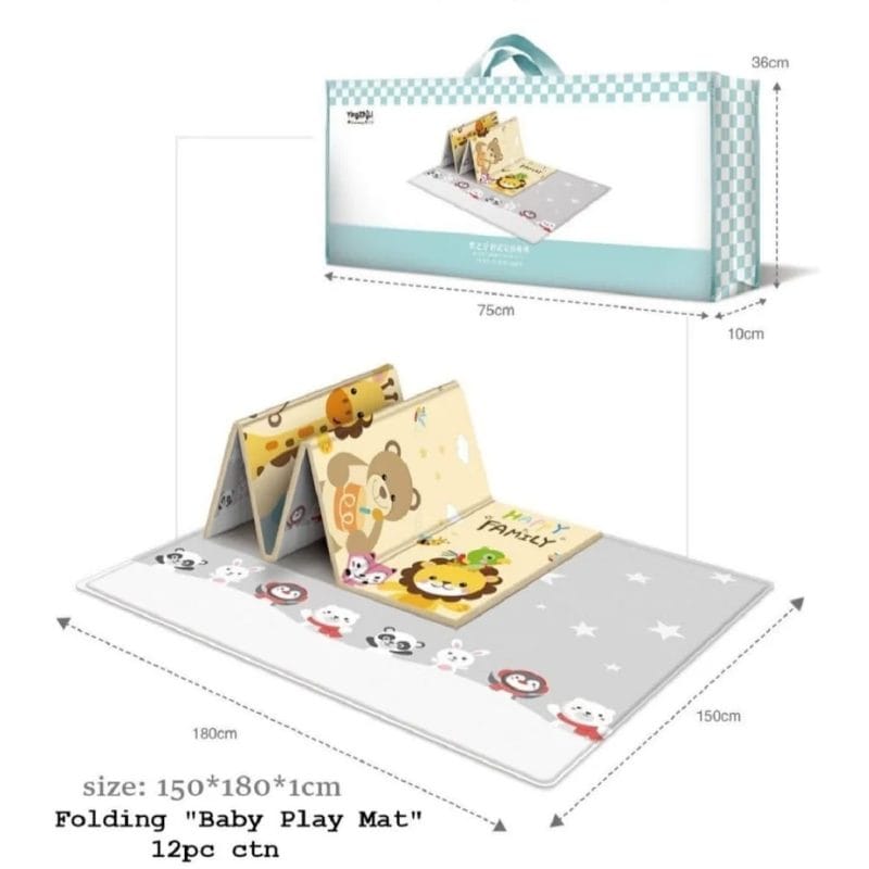 Covor Pliabil Educativ din Spuma pentru Copii, 180x150 cm, Grosime 1 cm, Termoizolant, Impermeabil, Multifunctional, Protectie si Confort, Cu Design Dublu Fata-Verso, + 1 An - LUDIRO
