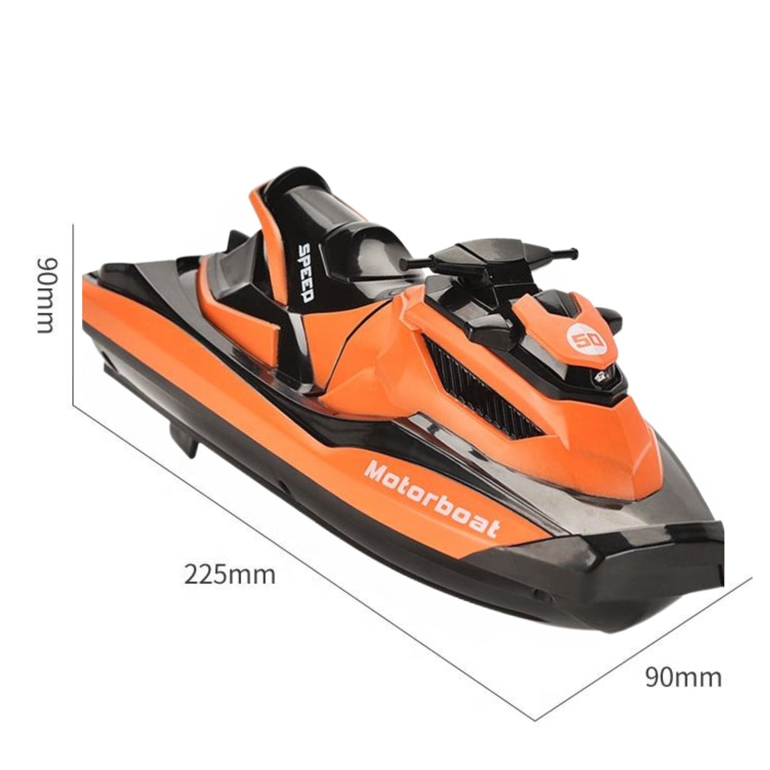 Barca cu Telecomanda, Skijet, Scara 1:47, Motor Dual, Rotatie 360 Grade, Viteza Maxima 15 km/h, Acumulator cu Incarcare USB, 22.5x9x9 Cm, Portocaliu, + 14 Ani - LUDIRO