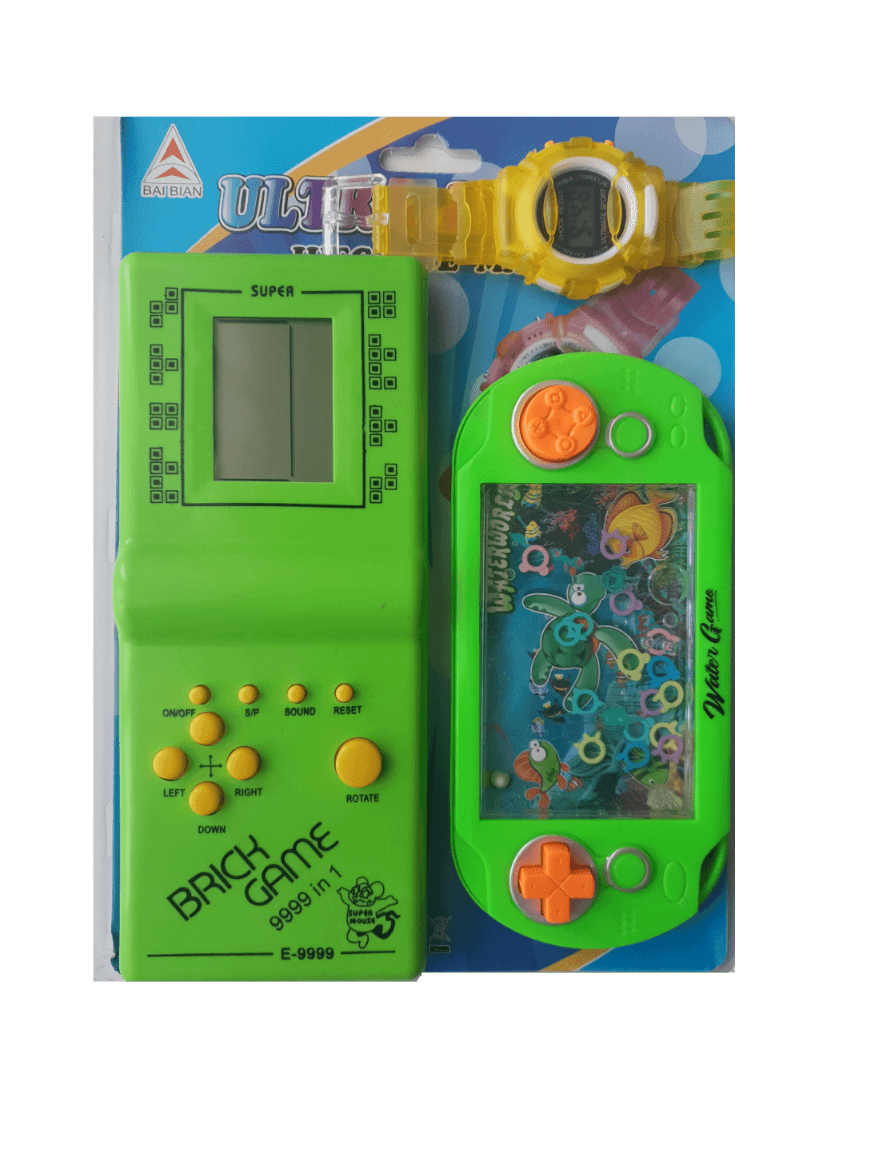 Resigilat - Set Trei Jucarii Interactive, Tetris, Joc cu Cerculete in Apa si Ceas de Mana, Verde, + 3 ani - LUDIRO