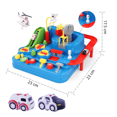 Pista de Curse cu Obstacole, 2 Masinute de Aventura, 6 Butoane cu Functii, 23x23x17.5 Cm, Multicolor, + 3 Ani - LUDIRO
