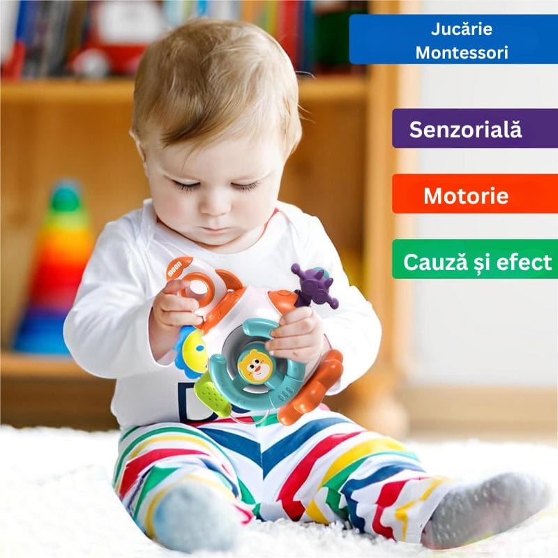 Resigilat - Jucarie Interactiva Bebelusi 6 In 1, Racheta, Motrica, Senzoriala, Multicolora, 14.5x13.5x12.5 Cm, + 18 Luni - LUDIRO