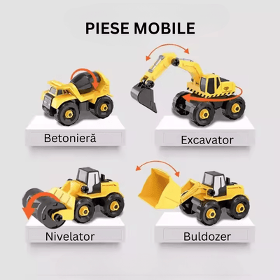 Utilaje Constructii pentru Copii 6 in 1 Ludiro, 104 Piese DIY cu Surubelnita - LUDIRO