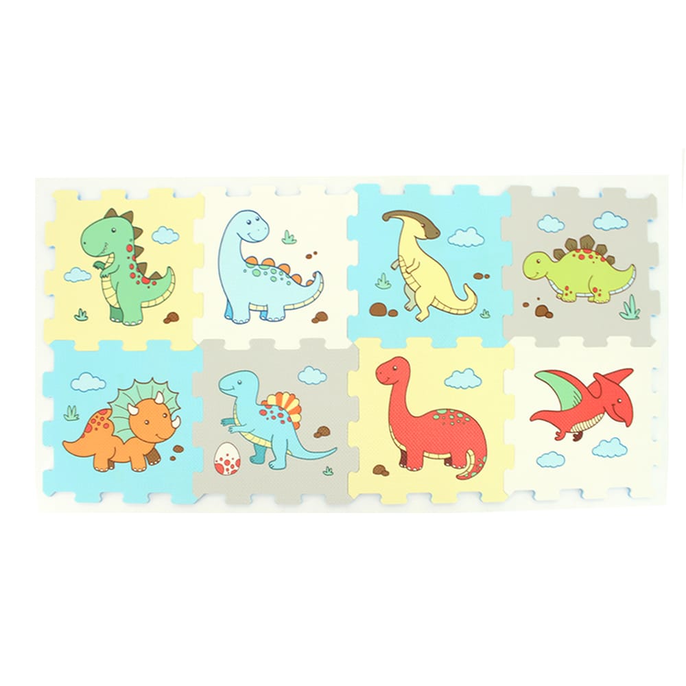 Covor Puzzle copii LUDIRO, 8 Piese cu Dinozauri 30x30 Cm, Saltea Joaca din Spuma EVA Antiderapanta - LUDIRO