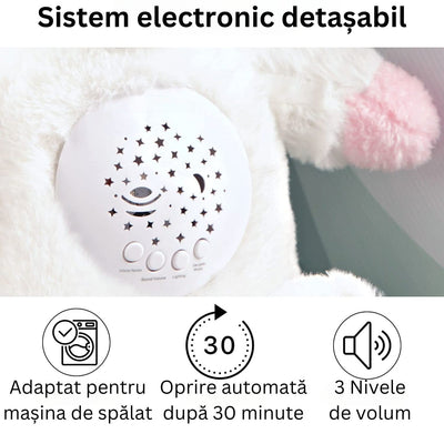 Jucarie de Plus, Unicorn, Efecte de Proiectie, Lumini si Sunete pentru Bebelusi, Diferite Functii, 31 Cm, + 0 Luni - LUDIRO