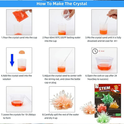 Joc Educativ STEM Kit Stiinta, Experimente cu Cristale, 2 Culori, + 6 Ani - LUDIRO