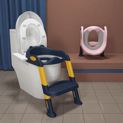 Resigilat - Reductor WC pentru Copii cu Scarita Pliabila Ajustabila, Suport Ergonomic, Material Antiderapant si Design Educativ, Ideal pentru Tranzitia de la Olita la Toaleta, Sprijin pentru Autonomie si Confort, 50x42x32 Cm, Utility One - UTILITY ONE