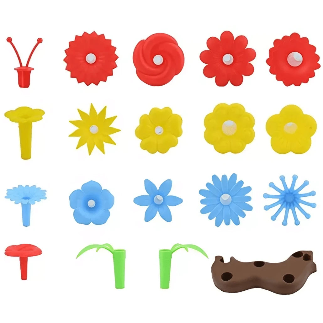 Set de Construit Educativ pentru Copii, Gradina cu Flori Colorate, 56 piese, +3 ani - LUDIRO
