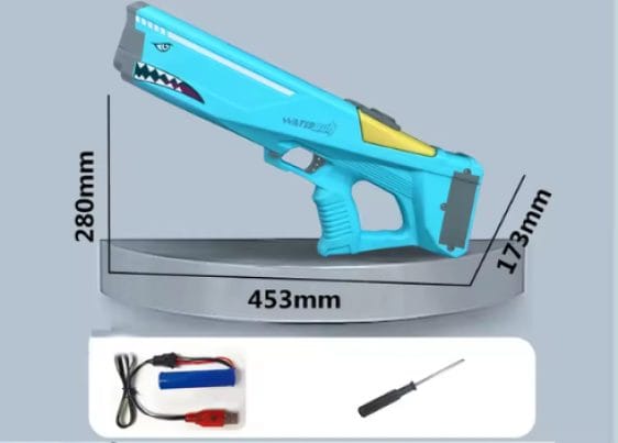 Pistol cu Apa Electric, Distanta Tragere 12m, Rezervor 550ml, Acumulator cu Incarcare USB, Albastru, 45.3x28x17.3 Cm, + 3 Ani - LUDIRO