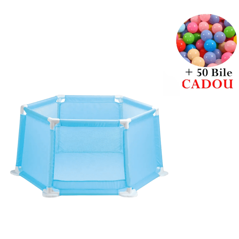 Resigilat - Tarc de Joaca Hexagonal 50x50x50 Cm cu 50 de Bile Multicolore Incluse, Albastru - LUDIRO