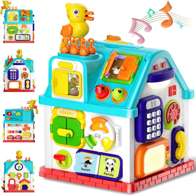 Resigilat - Căsuță Interactivă Montessori 20 în 1 pentru Bebeluși, Centru de Activități Educativ cu Muzică, Lumini, Telefon, Sortator și Joc Prindere Păsări, Fără BPA, 6-36 Luni - LUDIRO