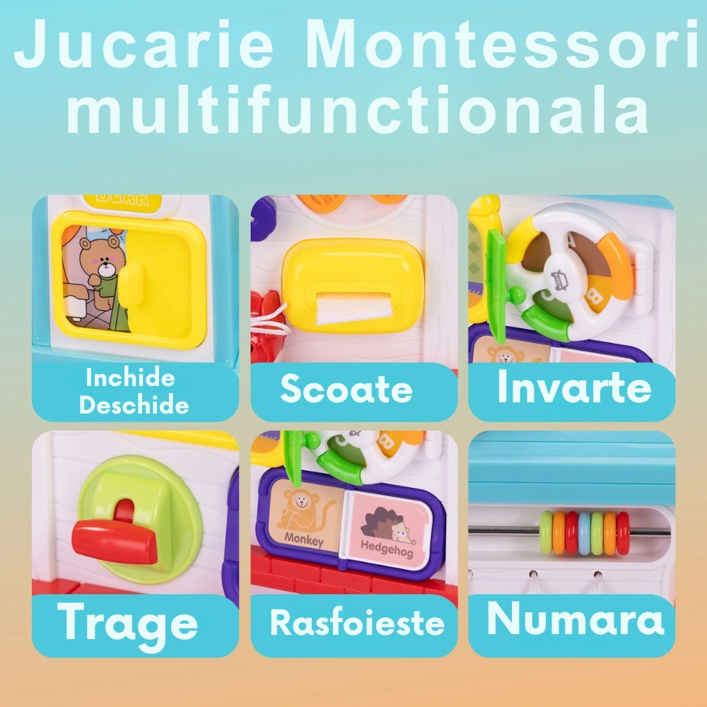 Resigilat - Căsuță Interactivă Montessori 20 în 1 pentru Bebeluși, Centru de Activități Educativ cu Muzică, Lumini, Telefon, Sortator și Joc Prindere Păsări, Fără BPA, 6-36 Luni - LUDIRO