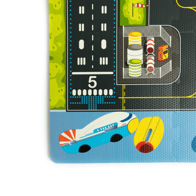 Covor Puzzle din Spuma EVA pentru Copii Ludiro, Set 9 Piese Educationale cu Aeroport, Avion 3D de Asamblat - LUDIRO